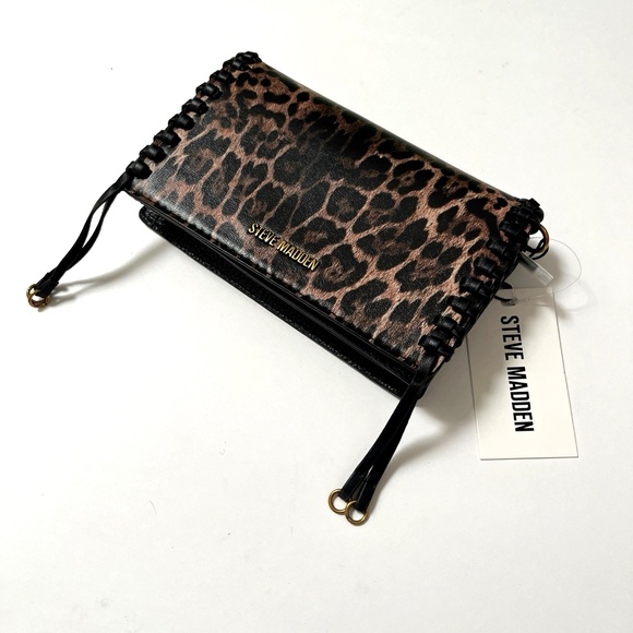 NWT Original STEVE MADDEN Leopard Clutch / Crossbody Bag Animal Print Tassel - Picture 2 of 9